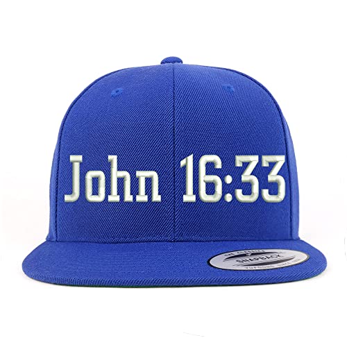 Trendy Apparel Shop John 16:33 Embroidered Flatbill Snapback