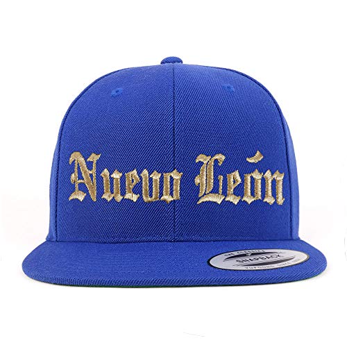 Trendy Apparel Shop Old English Nuevo Leon Gold Embroidered Flatbill Snapback Baseball Cap