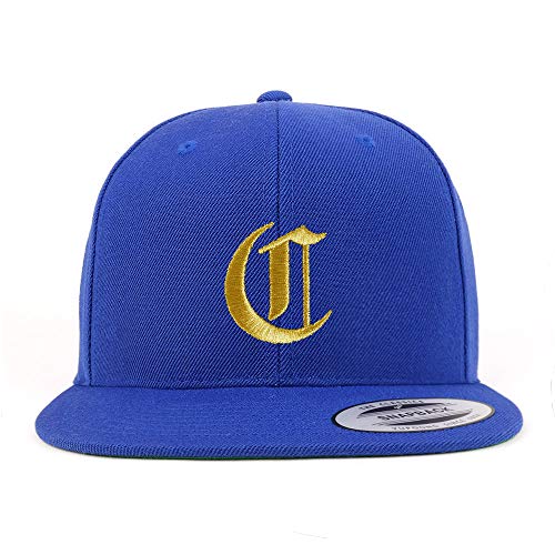 Trendy Apparel Shop Old English Gold C Embroidered Snapback Flatbill Baseball Cap