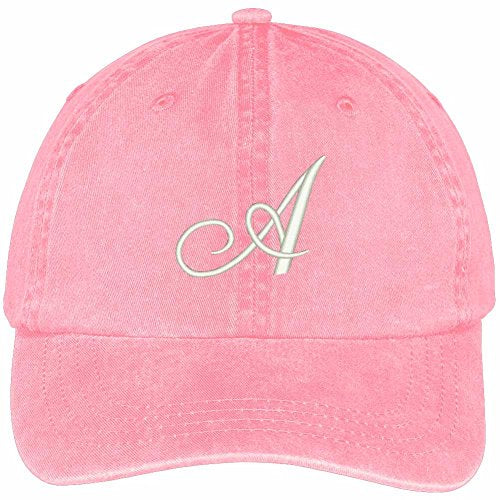 Trendy Apparel Shop Letter A Script Monogram Font Embroidered Washed Cotton Cap
