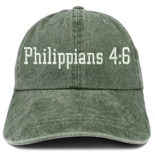 Trendy Apparel Shop Philippians 4:6 Washed Pigment Dyed Baseball Cap