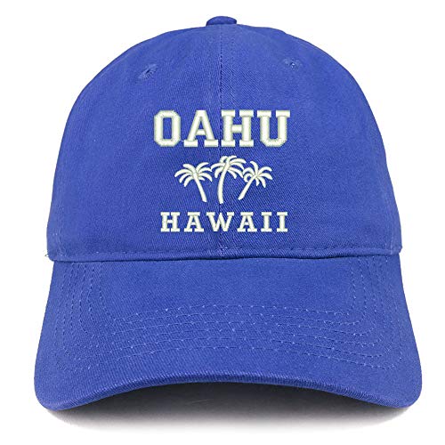 Trendy Apparel Shop Oahu Hawaii and Palm Tree Embroidered Brushed Cap