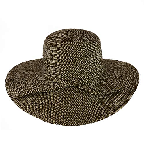 Trendy Apparel Shop UPF 50+ Paper Braid Tweed 4" Flat Brim Sun Shade Hat