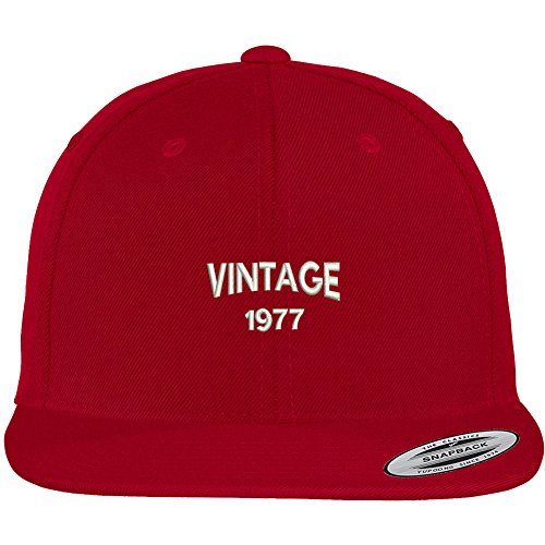 Trendy Apparel Shop Small Vintage 1977 Embroidered 42nd Birthday Flat Bill Snapback Baseball Cap
