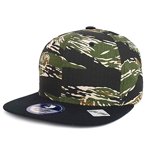 Trendy Apparel Shop Camouflage Designed Military Cotton Flatbill Snabpack Cap