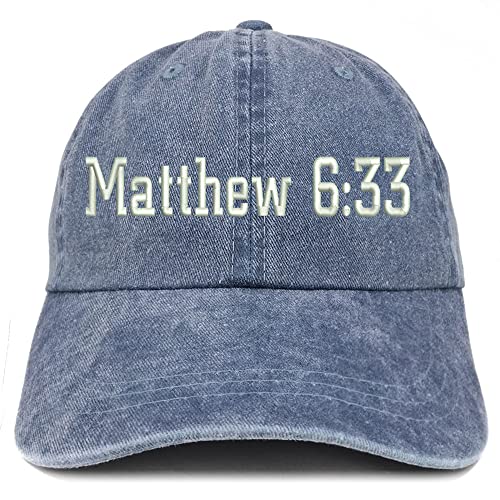 Trendy Apparel Shop Matthew 6:33 Washed Pigment Dyed Baseball Cap