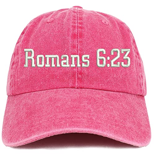 Trendy Apparel Shop Romans 6:23 Washed Pigment Dyed Baseball Cap