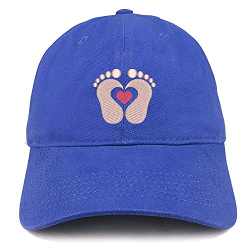 Trendy Apparel Shop Baby Feet Embroidered Brushed Cotton Cap