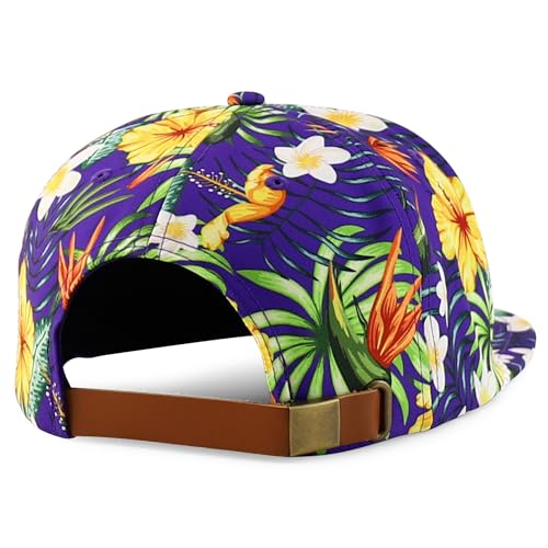 Trendy Apparel Shop Floral Print Unstructured 5 Panel Flatbill Rope Baseball Cap