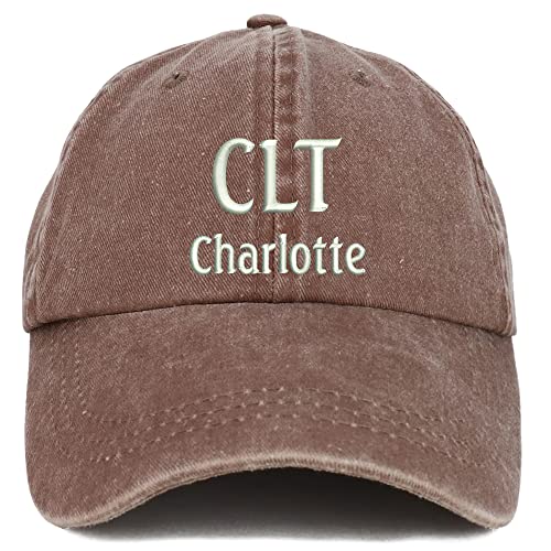 Trendy Apparel Shop CLT Charlotte Embroidered Pigment Dyed Washed Baseball Cap