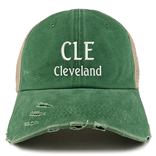 Trendy Apparel Shop CLE Cleveland Embroidered Frayed Bill Trucker Mesh Back Cap