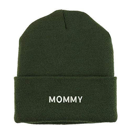 Trendy Apparel Shop Mommy Embroidered Made in USA Cuff Folded Acylic Knit Winter Beanie Hat