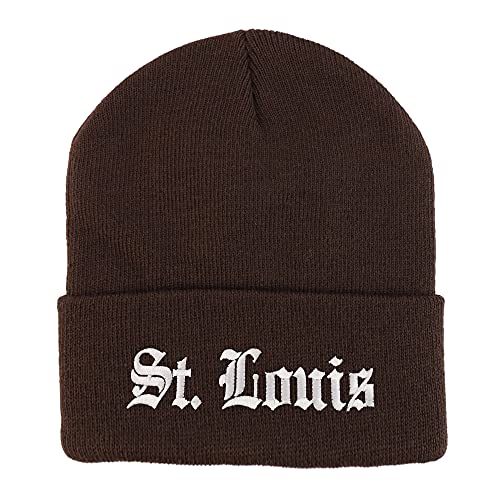 Trendy Apparel Shop St Louis Old English Embroidered Long Cuff Winter Beanie