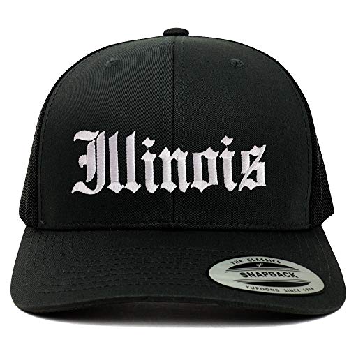 Trendy Apparel Shop Illinois State Old English 6 Panel Trucker Mesh Cap