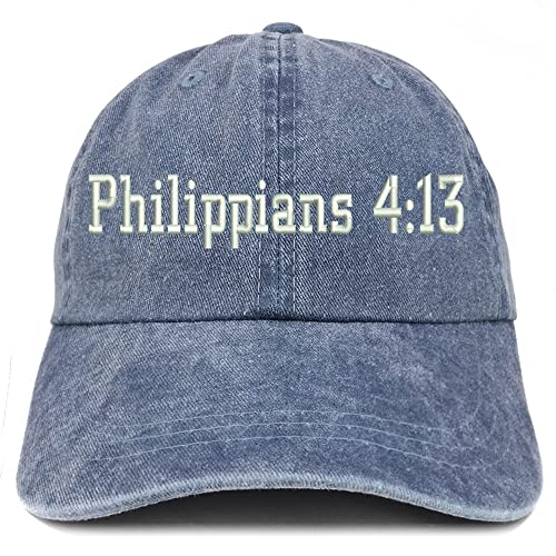 Trendy Apparel Shop Philippians 4:13 Washed Pigment Dyed Baseball Cap
