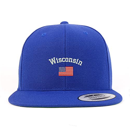 Trendy Apparel Shop Wisconsin USA Flag Embroidered Flatbill Snapback