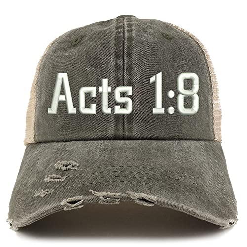 Trendy Apparel Shop Acts 1:8 Frayed Bill Trucker Mesh Back Cap