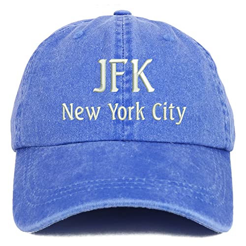 Trendy Apparel Shop JFK New York City Embroidered Pigment Dyed Washed Baseball Cap