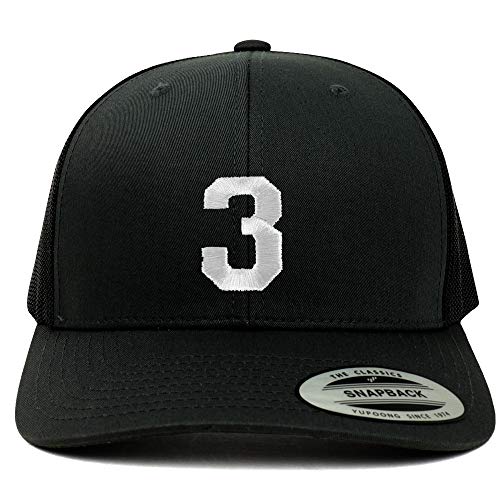 Trendy Apparel Shop Number 3 White Thread Embroidered Retro Trucker Mesh Cap
