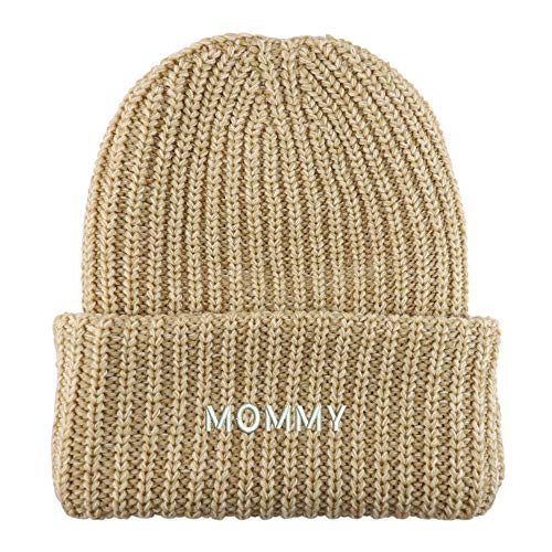 Trendy Apparel Shop Mommy Embroidered Long Cuffed Thick Ribbed Knit Beanie