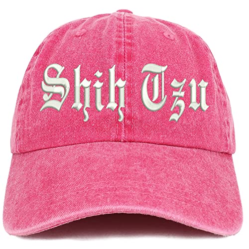 Trendy Apparel Shop Old English Shih Tzu Washed Pigment Dyed Baseball Cap