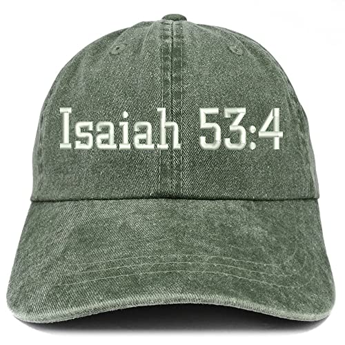 Trendy Apparel Shop Isaiah 53:4 Washed Pigment Dyed Baseball Cap