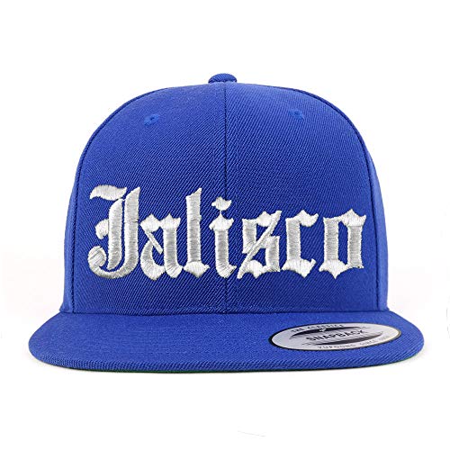 Trendy Apparel Shop Old English Jalisco White Embroidered Flatbill Snapback Baseball Cap