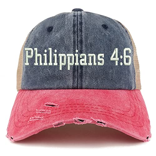 Trendy Apparel Shop Philippians 4:6 Frayed Bill Trucker Mesh Back Cap