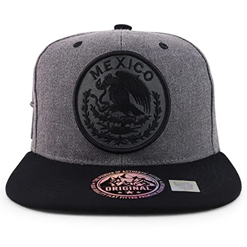 Trendy Apparel Shop Cities of Mexico Circular Logo Embroidered Flatbill Snapback Baseball Cap
