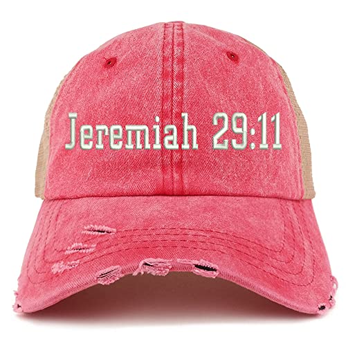 Trendy Apparel Shop Jeremiah 29:11 Frayed Bill Trucker Mesh Back Cap