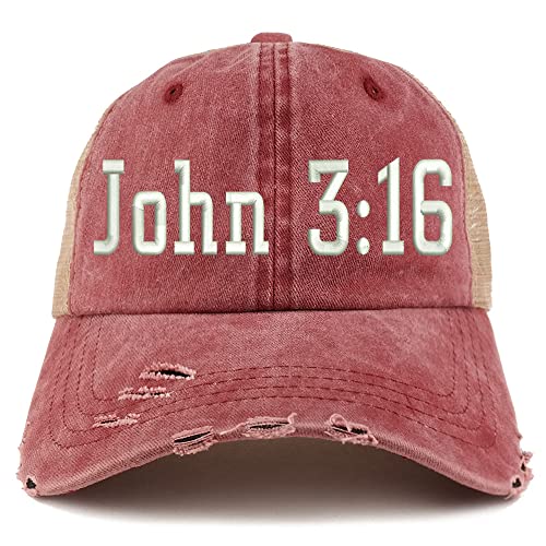 Trendy Apparel Shop John 3:16 Frayed Bill Trucker Mesh Back Cap