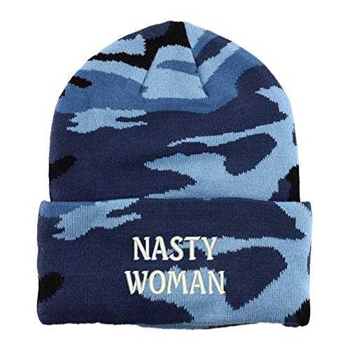 Trendy Apparel Shop Nasty Woman Embroidered Made in USA Camo Beanie