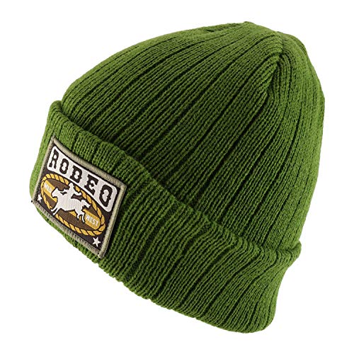 Trendy Apparel Shop Rodeo Patch Embroidered Outdoor Long Cuff Winter Beanie