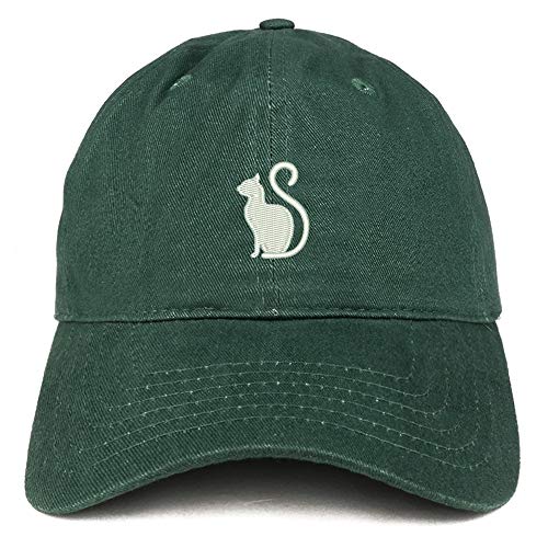 Trendy Apparel Shop Cat Image Embroidered Unstructured Cotton Dad Hat - Hunter