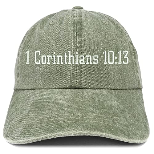 Trendy Apparel Shop 1 Corinthians 10:13 Washed Pigment Dyed Baseball Cap