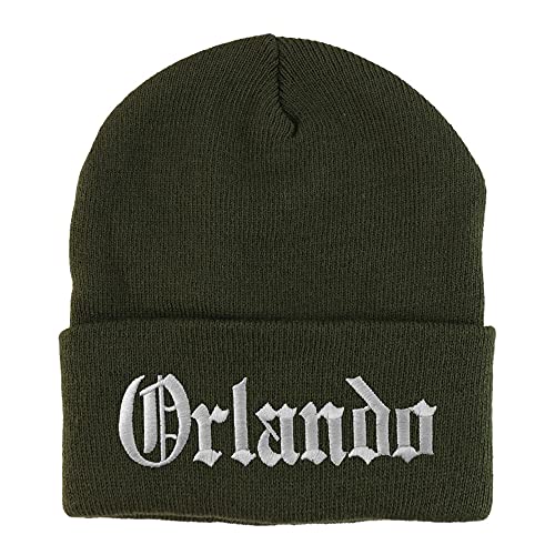 Trendy Apparel Shop Orlando Old English Embroidered Long Cuff Beanie