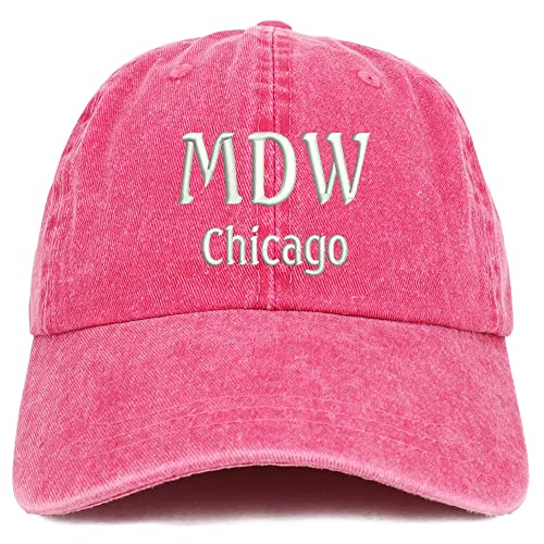 Trendy Apparel Shop MDW Chicago Embroidered Pigment Dyed Washed Baseball Cap
