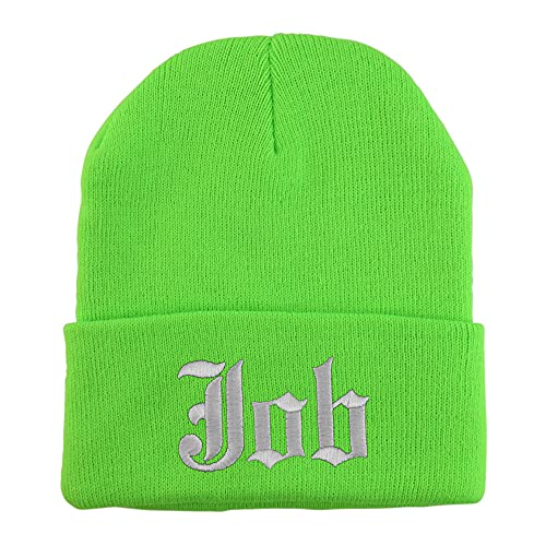 Trendy Apparel Shop Job Old English Embroidered Long Cuff Beanie