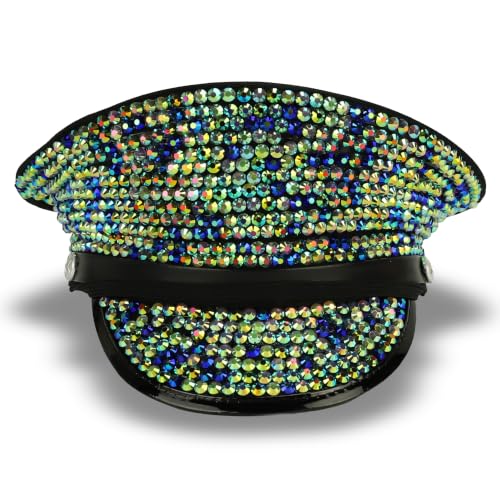 Trendy Apparel Shop Festival Party Sparkly Sequin Rhinestone Captain Hat