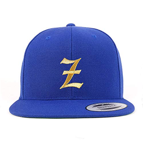 Trendy Apparel Shop Old English Gold Z Embroidered Snapback Flatbill Baseball Cap