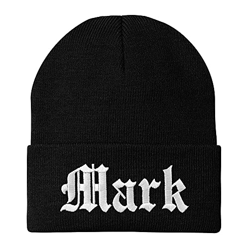 Trendy Apparel Shop Mark Old English Embroidered Long Cuff Beanie