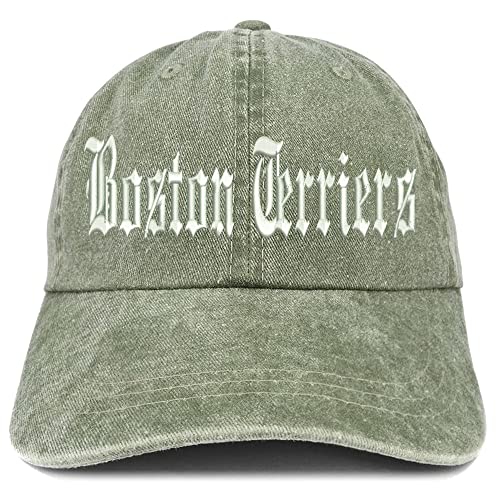 Trendy Apparel Shop Old English Boston Terriers Washed Pigment Dyed Baseball Cap