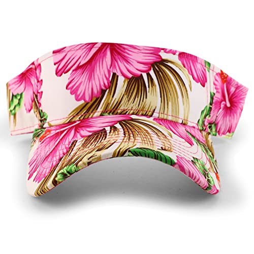 Trendy Apparel Shop Tropical Flower Hibiscus Pattern Print Summer Visor Cap