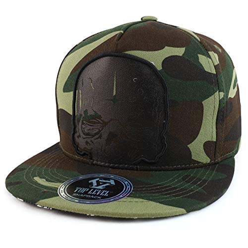 Trendy Apparel Shop Scary Skull Printed Flatbill Snapback Baseball Cap