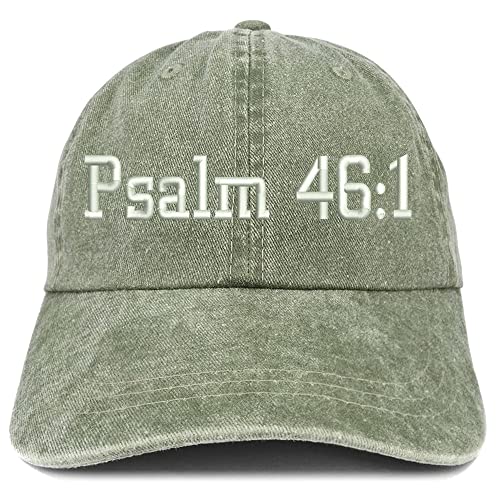 Trendy Apparel Shop Psalm 46:1 Washed Pigment Dyed Baseball Cap