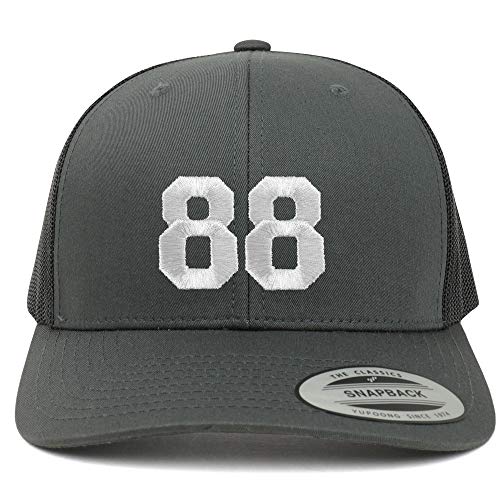 Trendy Apparel Shop Number 88 White Thread Embroidered Retro Trucker Mesh Cap