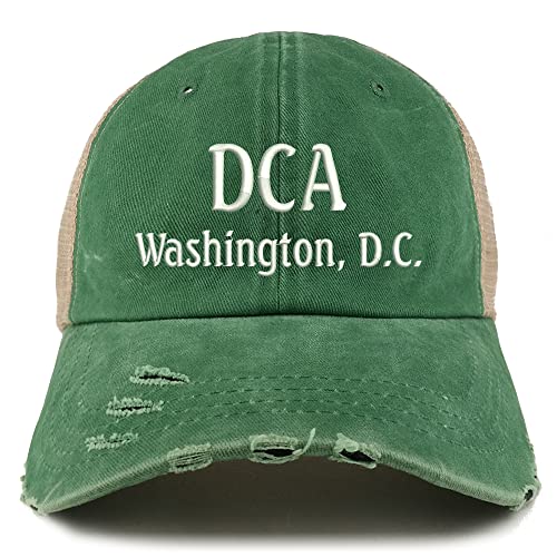 Trendy Apparel Shop DCA Washington DC Embroidered Frayed Bill Trucker Mesh Back Cap