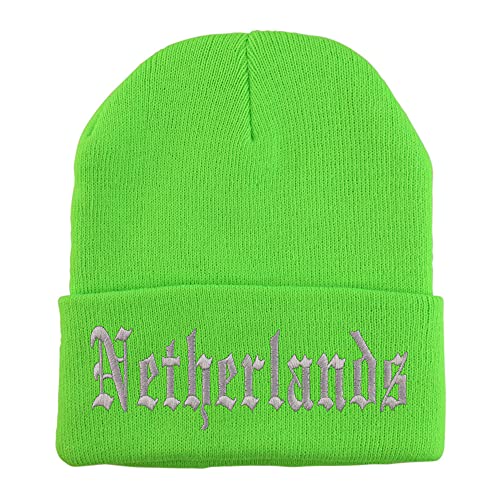 Trendy Apparel Shop Netherlands Old English Embroidered Long Cuff Beanie