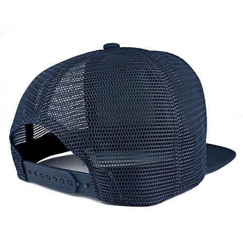 Trendy Apparel Shop Boxer Embroidered Cotton Flat Bill Mesh Back Trucker Cap