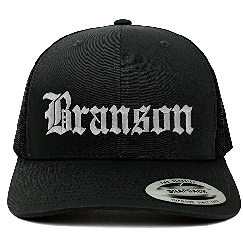 Trendy Apparel Shop Branson Old English 6 Panel Trucker Mesh Cap